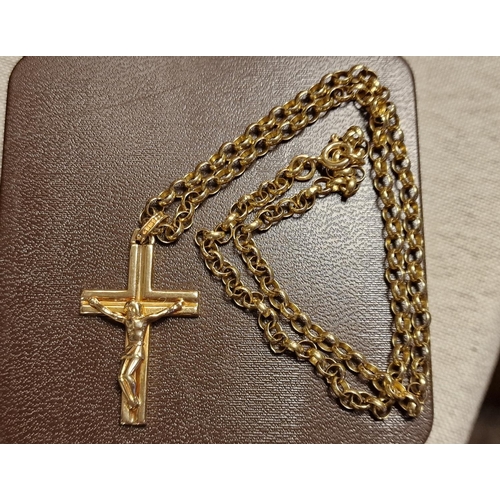 141 - 9ct Gold Crucifix Necklace Chain - 11.3g