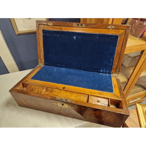 15 - Antique Rectangular Walnut Writing Box or Slope - Masonic Interest as lid is marked 'Presented by th... 