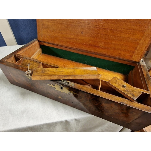 15 - Antique Rectangular Walnut Writing Box or Slope - Masonic Interest as lid is marked 'Presented by th... 