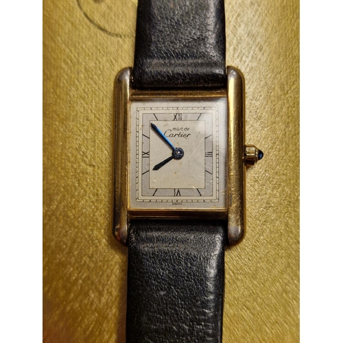 150 - Cartier 1970's Ladies 'Must de Cartier' Paris 925 Gilt Silver Quartz Wrist Watch