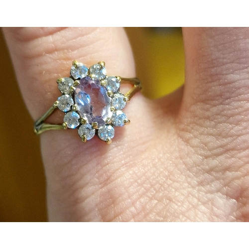 158 - 9ct Gold & Pink Topaz Dress Ring, size L