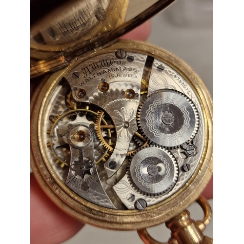 196 - Waltham Mass 15 Jewel Gold Plated Pocketwatch