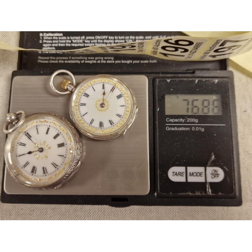 197 - Pair of Continental European Silver Pocketwatches - 77g combined