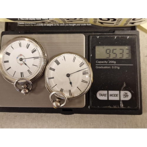 198 - Antique Pair of Silver Pocketwatches - 95.3g combined weight