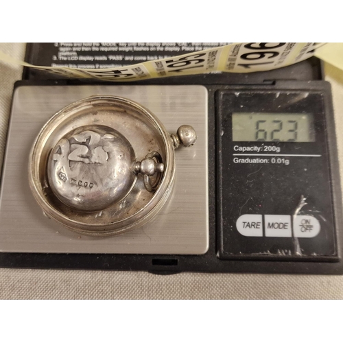 199b - Antique Silver Sovereign Holder + a Hallmarked Silver Pocketwatch Casing - combined weight 62.3g