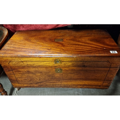 22 - Good Quality Antique Oak Blanket Box w/M.R. Monogram to top - 81x38x40cm