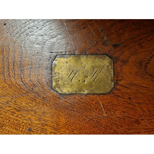 22 - Good Quality Antique Oak Blanket Box w/M.R. Monogram to top - 81x38x40cm