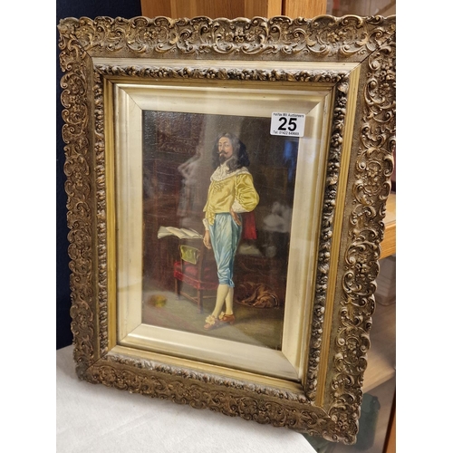 25 - Antique Regency Era Framed Oil of a Gentleman and his Dog - 41x51cm