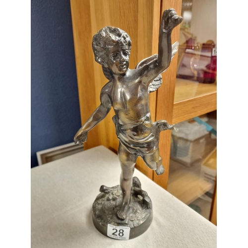 28 - Antique Bronze of a Winged Cupid Figure - 34cm high