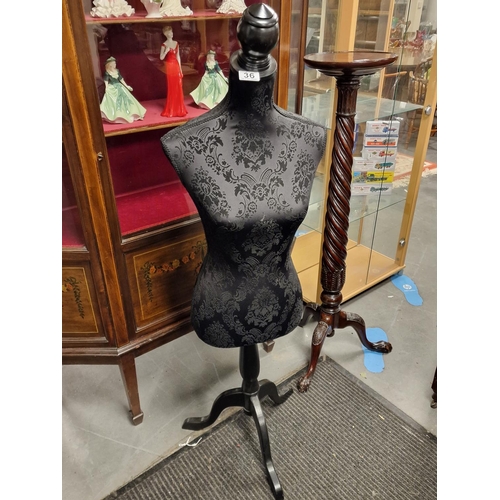 36 - Floor Standing Black Fleur De Lys Style Mannequin - 132cm high