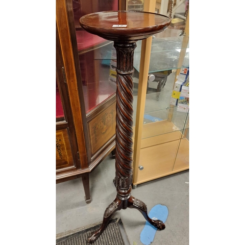 37 - Large Antique Victorian Barley Twist Hall Plant Stand - 117.5cm high