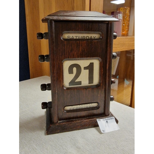 4 - 1930's British Oak Perpetiual Desk Calendar - 20cm high