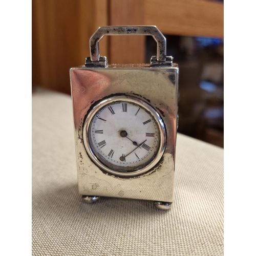 51f - 1909 Hallmarked Silver (London) Antique Miniature Carriage Clock + a Sterling Silver Picture Frame