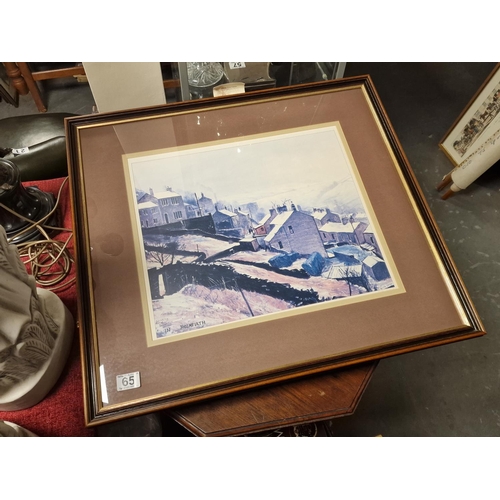 65 - Pencil Hand-signed Peter Brook Print - 'Snow Sprinkling in Holmfirth' - 71x63cm inc Frame