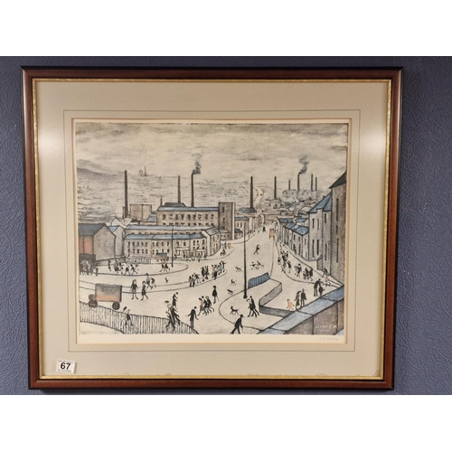 67 - LS Lowry Gallery Proof and Handsigned Print of Huddersfield's Lockwood & Chapel Hill - 68x79cm