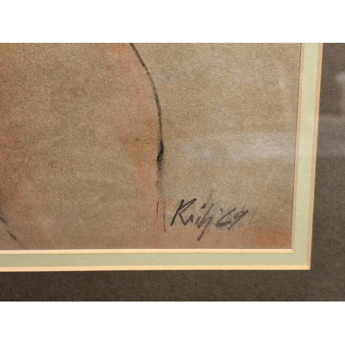 70c - Harold Riley (1934-2023) Large Pastel Portrait Original of a Seated Female Nude, signed 1969 - belie... 