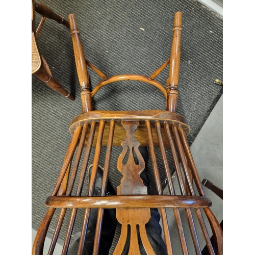 82 - Antique Pair of 1820's Yew Wood Low Back Windsor Chairs - roughly 90cm high