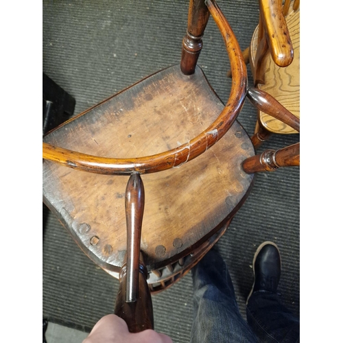 84 - Antique Pair of 1820's Yew Wood Low Back Windsor Chairs - roughly 90cm high