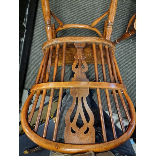 85 - Antique Pair of 1820's Yew Wood Low Back Windsor Chairs - roughly 90cm high