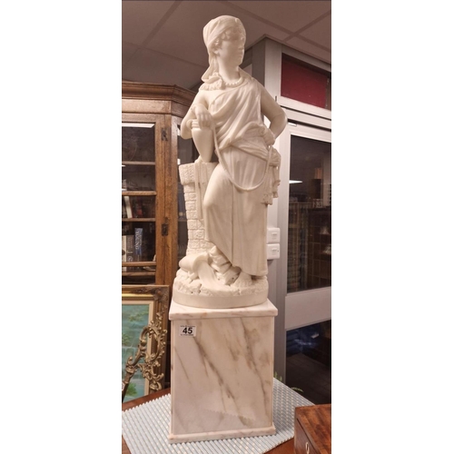 9 - Victorian Marble Figure, Rebecca or Minerva on a Bespoke Marble Base, marked 'Cipriani Fece 1880' to... 