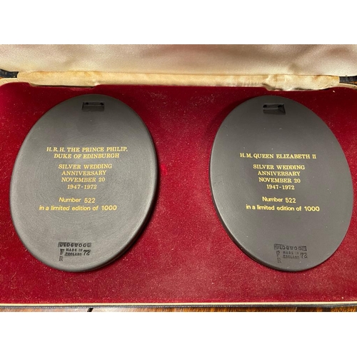 221 - Pair of Boxed Wedgwood Black Basalt Medallions Approx 11cm x 8.5cm Number 522 in a Limited Edition o... 