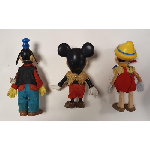 292 - Trio of Original USA American Issue Walt Disney Figures inc Pinocchio, Mickey Mouse & Goofy