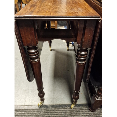 303 - Antique Oak Drop Leaf Table - 91cm across by 70cm high