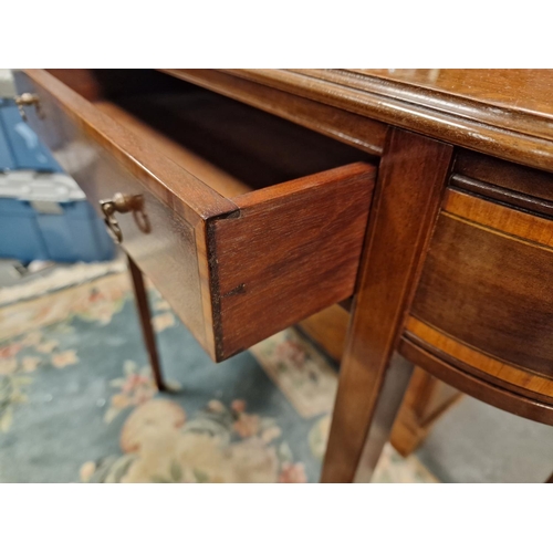 99l - Edwardian Inlaid Wood Antique Hall Table - 81x32.5 by 74cm high