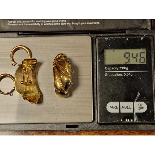 129f - Two Pairs of 9ct Gold Earrings - total 9.45g