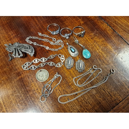 129l - Collection of Various Sterling Silver Jewellery, inc Turquoise, some Antique some Vintage - total we... 