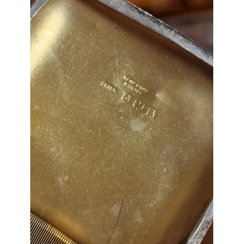 129o - Silver Hallmarked 1950's Kemp Brothers of Birmingham Cigarette case - 55.7g