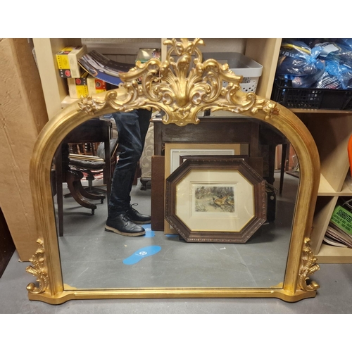 322 - Very Large Heavy Gilt Classical Style Over Mantel Mirror