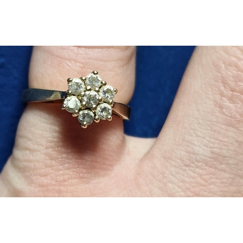 101 - 9ct Gold Cluster Dress Ring, Size K and weighs 2.8g approx