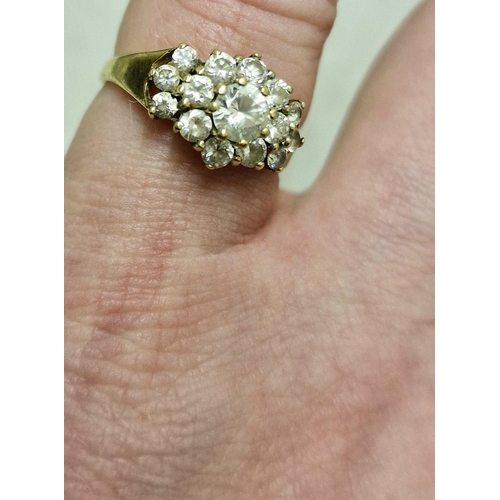 110 - 9ct Gold White Stone Cluster Ring - size L and weighs 2.5g