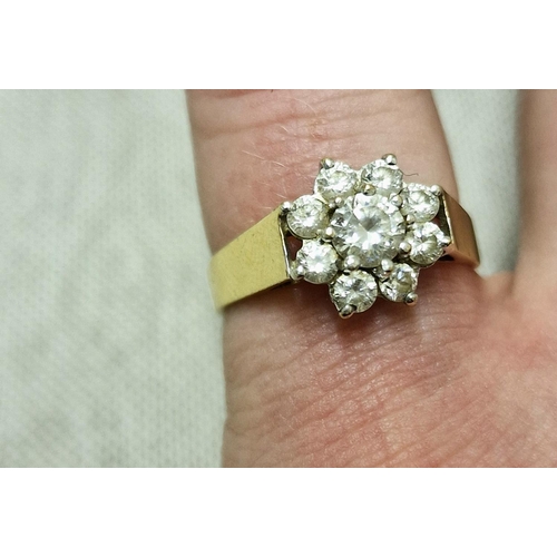 112 - 9ct Gold White Stone Cluster Dress Ring, size O & 2.65g