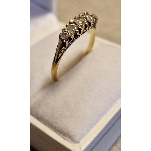 12 - Antique 18ct Gold & Five Stone Diamond Dress Ring, 3.55g & size T