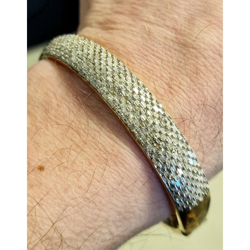 14 - Designer Diamond Encrusted Gilt Sterling Silver Bangle - 30.6g