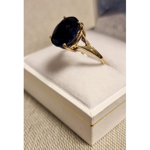 26 - 9ct Gold & Natural Blue Indian Sapphire Dress Ring (6.85ct), 2.9g & size K