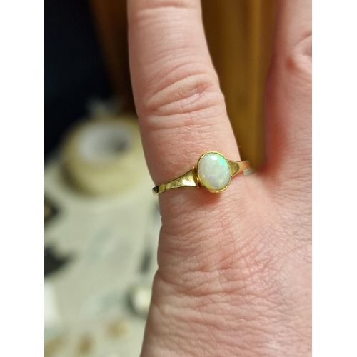 3 - 18ct Gold & Opal Dress Ring, 2g & size O