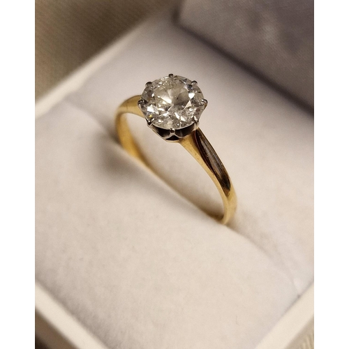 33 - 18ct Gold & Diamond (stone measures approx 62mm across) Solitaire Engagement Ring, size M & 2.35g