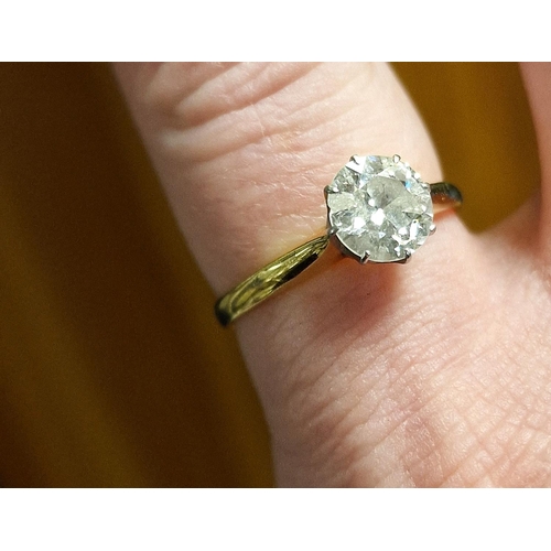 33 - 18ct Gold & Diamond (stone measures approx 62mm across) Solitaire Engagement Ring, size M & 2.35g