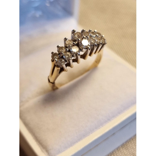 34 - 9ct Gold & Diamond Cluster Ring, 3.6g & size Q+0.5