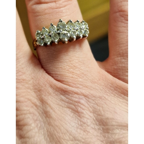 34 - 9ct Gold & Diamond Cluster Ring, 3.6g & size Q+0.5