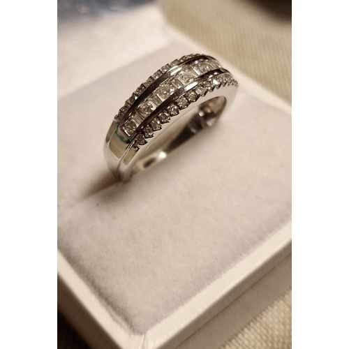 37 - 18ct White Gold & Multi Diamond Large Eternity Ring, 5.6g and size M