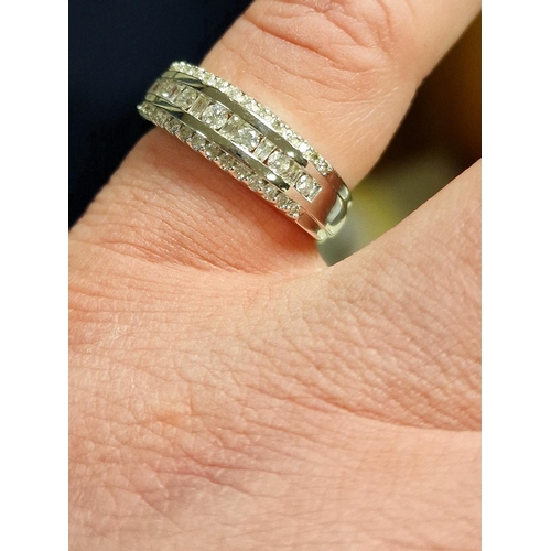 37 - 18ct White Gold & Multi Diamond Large Eternity Ring, 5.6g and size M