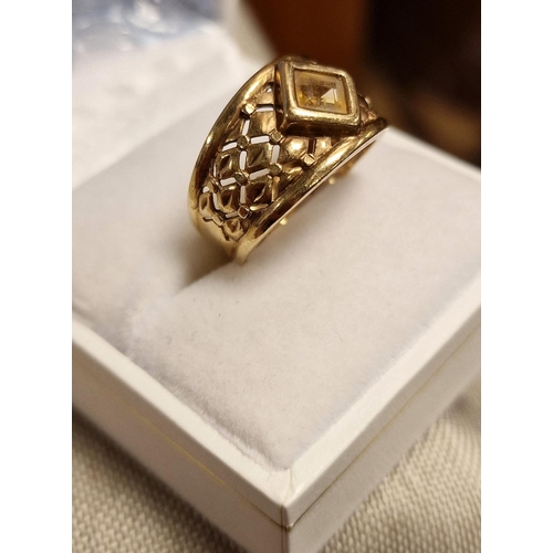 4 - 9ct Gold & Citrine Celtic Dress Ring - Clogau style - 3.75g & size M+0.5