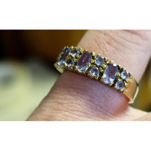 69a - 9ct Gold & Pale Tanzanite Large Half Eternity Ring, 3.1g & size O+0.5