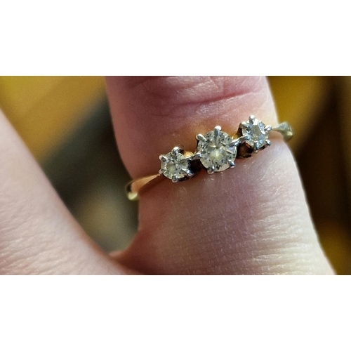 7 - 18ct Gold & Diamond Trilogy Ring, size K & 2.2g