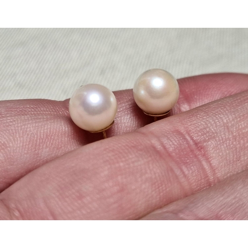 96 - Pair of Large 18ct Pearl Stud Earrings (stamped 750 and have been XRF tested)