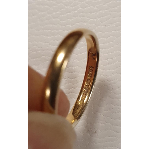 165 - 22ct Gold Wedding Band Ring, size K & 2.3g